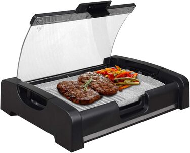 Syntrox Germany TG-1650W Electric Table Grill with Ceramic Plate - BBQ Grill with Glass Lid