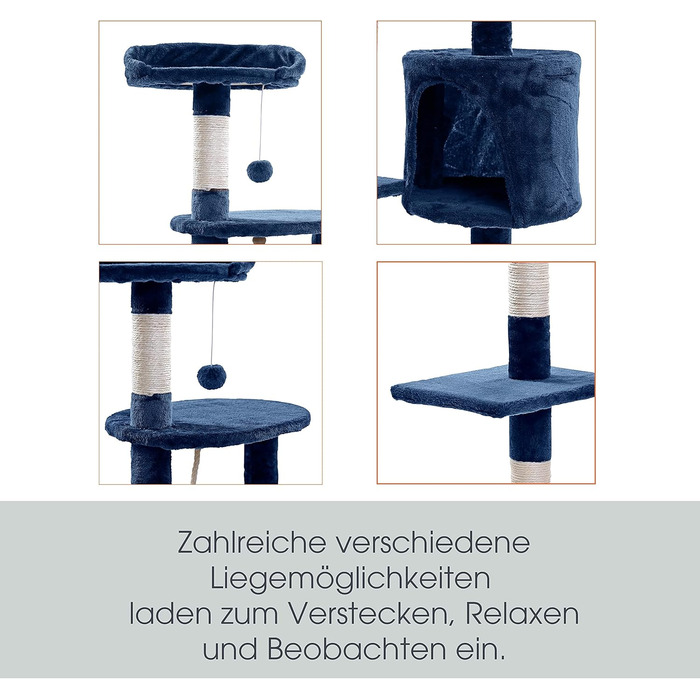 Кігтеточка для котів ESTEXO 112 см XL – ігровий комплекс, кріплення для лазіння, меблі для котів (темно-сірий)