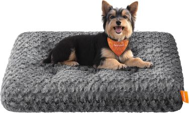 Ліжко для собак Feandrea, XL, для великих собак, м'яка подушка, плюш, 110 x 73 см, з м'яким наповнювачем, можна прати, неслизьке, сірий PGW293GN01 (M (80 x 50 x 10 см))
