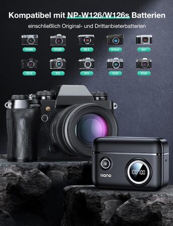 Зарядний комплект для камер Fujifilm (X100V, X100F, X100VI, X-T200, X-E3, X-Pro3, X-A7, X-S10, X-T2, X-T3) з 2 акумуляторами 1140mAh, LED-індикатор, магнітна кришка