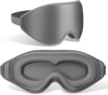 Маска для сну FlyCoco з повним блокуванням світла, 3D-контур, нульовий тиск, для догляду за віями, з регульованими ремінцями, сіра