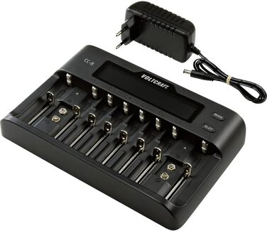 Зарядний пристрій VOLTCRAFT CC-8 для Li-Ion, LiFePO4, NiMH, NiCd акумуляторів AA, AAA, AAAA, 9V