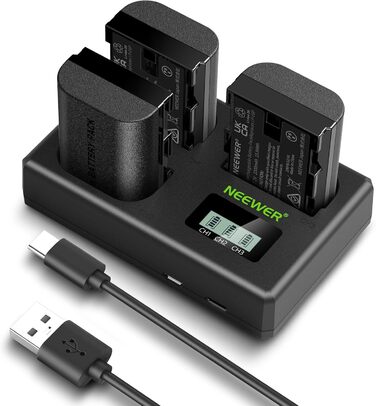 NEEWER LP-E6NH Запасний акумулятор та зарядний пристрій USB, 3 шт. 2250mAh для Canon EOS R7 R5 R6 R6 II R, 5DIV, 6DII, 7DII, 80D, 90D