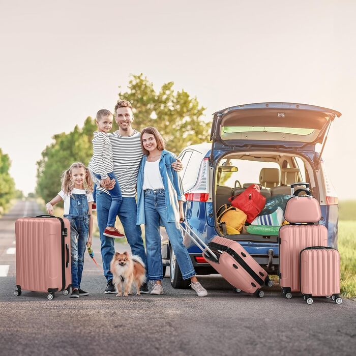 Набір валіз LEADZM 5 в 1: дорожній набір з косметичною сумкою, жорсткий кейс з ABS, телескопічна ручка, ручна поклажа (Турквіс)