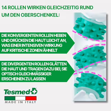 TESMED CELLULITE Manual Anti-Cellulite Massager, Made in Italy, patented, with mechanical triple action and rollers that lift, compress, and stretch the skin, thighs and buttocks