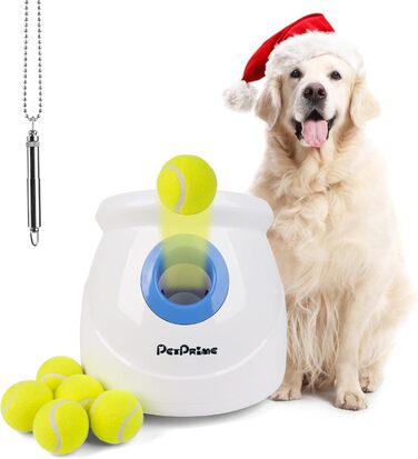 Автоматична машинка для метання м'ячів Pet Prime для великих собак, 10-40 футів, 6 тенісних м'ячів 2,5''