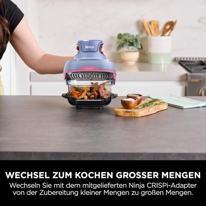 Ninja Foodi FlexDrawer AF500EUSD Фритюрниця з двома зонами 10.4л, фіолетова - аерофритюрниця без олії, з антипригарним покриттям