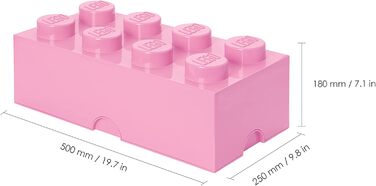 LEGO коробка для зберігання, 8 пінів, 12 л, світло-рожева, стосована