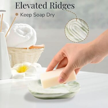 Керамічна мильниця з антиковзним покриттям, мильниця для мила, мильниця для ванної кімнати, душа та кухні (зелена)