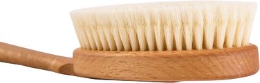 Body brush with handle for sensitive skin, body brush, back brush for seniors, gentle, natural beech wood and soft bristles, Made in Germany
