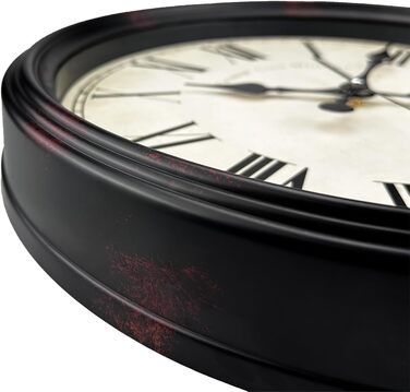 DIYZON Round Classic Wall Clock, Silent Non-Ticking, 40 cm High-Quality Quartz Vintage Clock, Large Number Retro Decorative Clock, Battery Operated, Easy to Read for Home, Kitchen, Dining Room (Black Brown, 40CM)