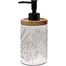 Дозатор для мила Douceur d'intérieur, керамічний з бамбуком, розмір 7,5 x 17 см, колір бурштиновий