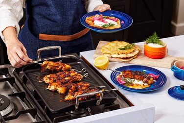 Гриль-плита Le Creuset алюмінієва з антипригарним покриттям, 35x27 см, для всіх типів плит, індукція, антрацит/срібло