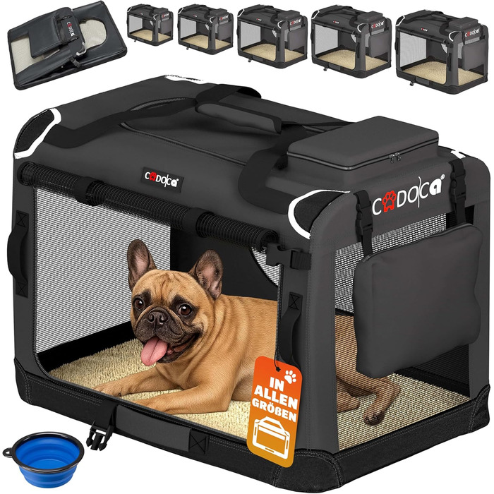 Складана переносна переносна коробка для собак L 70x52x50 см - міцна, дихаюча, для авто, сіра