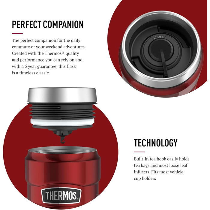 Термос King Reise-Thermobecher: термокружка з нержавіючої сталі, 470 мл, червоний (Cranberry Red)