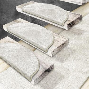 Casa Pura Non-Slip Stair Treads - 15 Piece Set | Self-Adhesive, Plush Carpet for Stairs | 65 x 23.5 x 1.3 cm (Sundae)