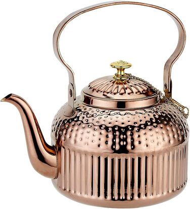 SANQIAHOME® 1.4 Liter Stainless Steel Teapot with Infuser, with Tea Strainer Handle, Induction Compatible - (Copper Color, 1500ml)