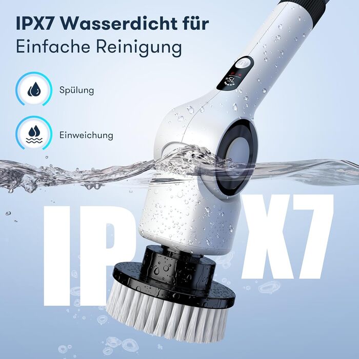 Електрична щітка для прибирання CB18 Uythumidid: 7 насадок, 3 швидкості, LED дисплей для ванної, кухні, авто, підлоги