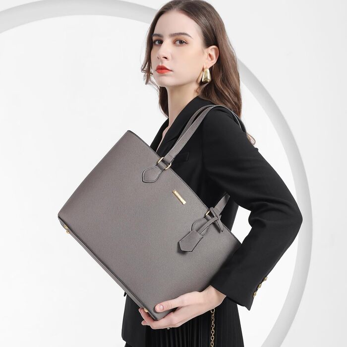 Bagsure Сумка жіноча (4 в 1): сумка-шопер, сумка на плече, ділова сумка для офісу, школи, подорожей (Сіра)