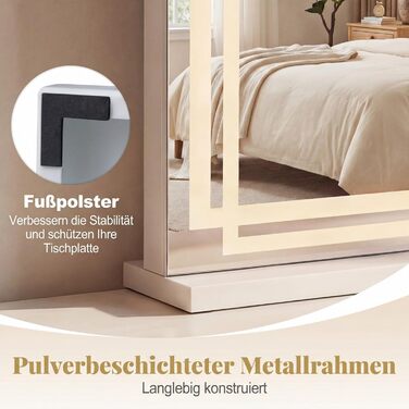 Дзеркало для макіяжу COSTWAY з підсвіткою, 3 режими світла, 5-кратне збільшення, сенсорне керування, поворотне на 360°, Голлівудське дзеркало (80 x 14 x 62 см)