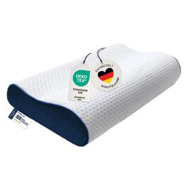 Ортопедична подушка для шиї з ефектом пам'яті (Memory Foam), регульована висота, для підтримки шийного відділу хребта та зняття болю, 60x30 см, середній рівень жорсткості