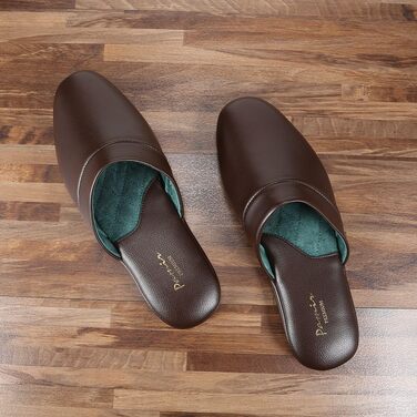 Чоловічі домашні тапочки Pamir з натуральної шкіри та піною з пам'яті (46 EU, широкі, коричневі)