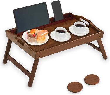 Бамбуковий піднос для сніданку Phillipa Home з 2 підставками - великий, для ноутбука 17,3 дюйма, їжі та напоїв