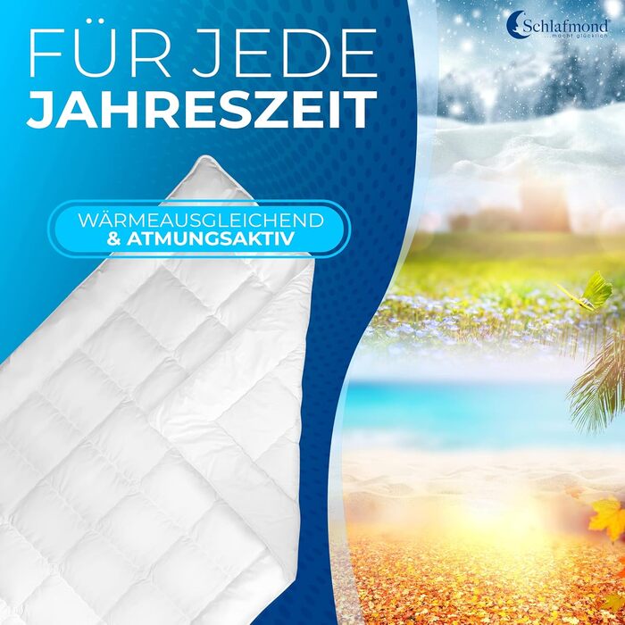 Schlafmond Medicus Clean всесезонна ковдра 135x200 см – преміум стьобана ковдра з бавовни для алергіків, терморегулююча, вироблено в Німеччині