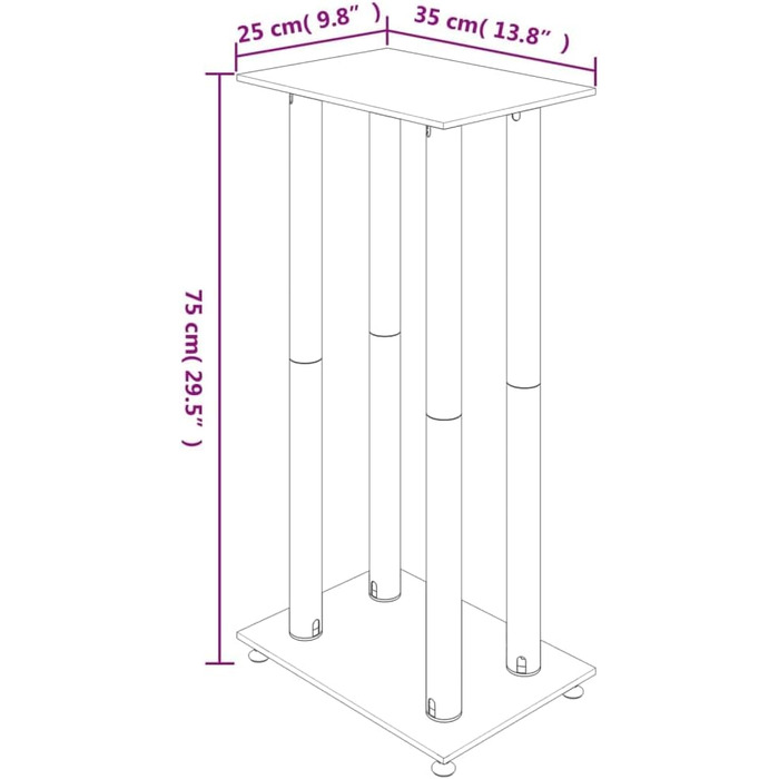Підставка для колонок vidaXL, 2 шт., з 4 ніжками, антиковзаючі, скло (срібло)