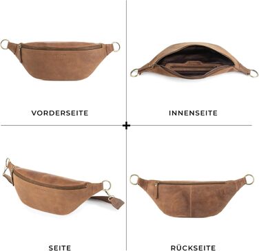Чоловіча/Жіноча сумка через плече Berliner Bags Preiu Bauchtasche, сумка на пояс, шкіряна, кросбоді, для чоловіків та жінок (Camel, XL)