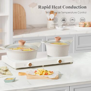 Набір посуду RIOVARM з індукційним покриттям Granit Antihaft: каструлі, сковороди, кришки, лопатка. Без PFOA.