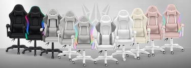 Ігрове крісло Hell's Chair HC-1000 White LED RGB, екошкіра, біле