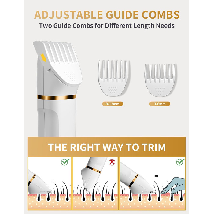 Електричний жіночий тример 3-в-1 для тіла, бікіні та носа. Вологостійкий IPX7, USB-зарядка. Чорний або білий.