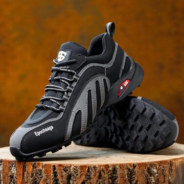 Черевики безпеки з металевим носком для чоловіків та жінок, антиковзкі робочі черевики, легкий дизайн, для будівництва, складу, промислового використання, 42 EU, чорний