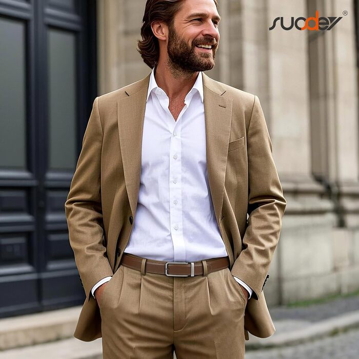 Чоловічий шкіряний ремінь SUOSDEY з автоматичною пряжкою, без отворів, 30 мм, 115 см (A-brown)