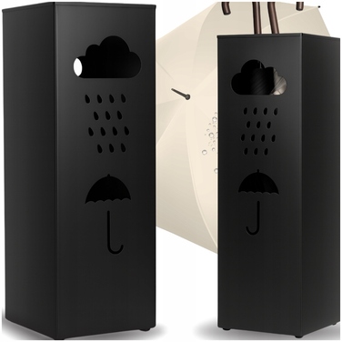 Металевий підставка для парасольок, чорна, квадратна, 42 см — тримач для парасольок у передпокій