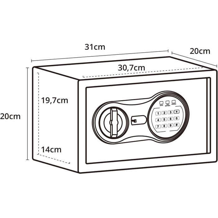Офісний сейф Tresor COMPACT III з цифровим замком, 8.5 л, сталевий, чорний, 20x31x20 см
