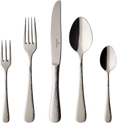 Villeroy & Boch – Leandra Cutlery Set 30-Piece Silver/Platinum, Dishwasher-Safe, Cutlery, Flatware, Cutlery Set for 6 People, Stainless Steel