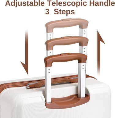 Набір валіз KONO 4 в 1: велика валіза, ручна валіза 55 см, косметичка, сумка для ручної поклажі (кремовий)