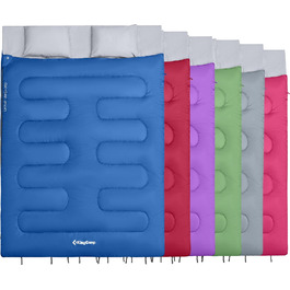 KingCamp Double Sleeping Bag - Winter Adult Sleeping Bag for 2 People with Carry Bag - Outdoor Camping (Blue)