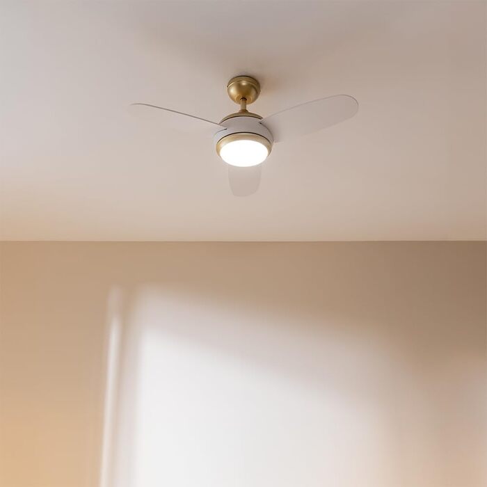 Стельовий вентилятор Cecotec EnergySilence Aero 4265 GoldBlack з LED підсвіткою 18W, діаметр 107 см, пульт, таймер, 3 швидкості, 3 лопаті