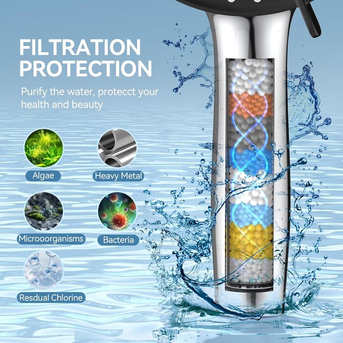 Дюшовий насадок VOXON з 10 режимами струменя, високий тиск, економія води, для миття ванни та плитки, фільтр з обмежувачем потоку