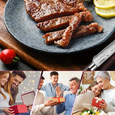 Японський ніж JUANSHI® 13 см, універсальний ніж для кухні - професійний ніж з ручкою з паккавуду з високоякісної нержавіючої сталі з вуглецевої сталі, 2024227 (ніж для стейка 11.4 см)