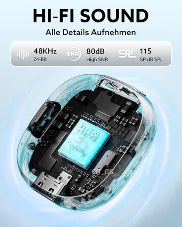 Бездротовий петличний мікрофон USB-C для iPhone 15/16/17 та Android смартфонів: 48kHz/24Bit, Plug-and-Play, 32 години роботи, шумозаглушення, чорний