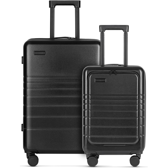 Валіза ETERNITIVE з ABS-пластику: роликовий багаж, валіза-тролі, легка з подвійними колесами 360°, валіза з TSA-замком, ручна поклажа (S + M), чорний (2 шт.)