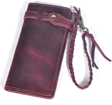 Le'aokuu Men's Genuine Leather Wallet Organizer Double Checkbook Bifold Wallet Pattern Business Money Clip 3377