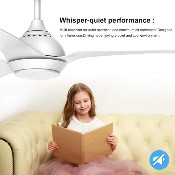 Стеляний вентилятор Reiga з LED-підсвічуванням та пультом керування, 132 см, білий, DC-двигун, тихий, 6 швидкостей, 3 колірні температури, для внутрішнього та зовнішнього використання, 3 лопаті, білий