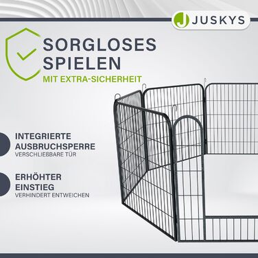Клітка-вольєр для цуценят Juskys Welpenauslauf Plus 160x160x80 см - металевий вольєр для собак, кроликів та дрібних тварин з дверцятами