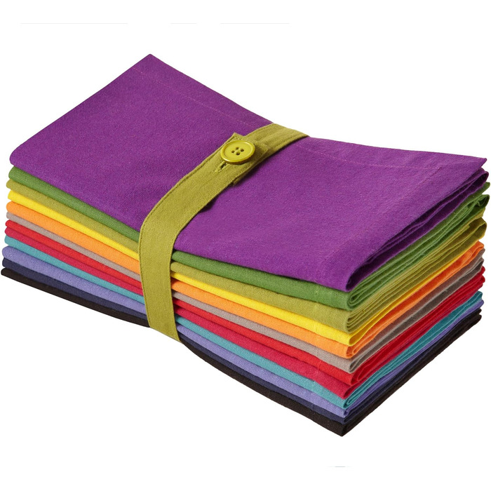 Cotton Craft - Napkins, 100% Cotton, 20 x 20 Oversized - Set Contains Magenta, Lime, Red, Stone, Black, Lavender, Grape, Orange, Teal, Navy Blue, Mustard, and Leaf, Cotton, Blue, 20x20