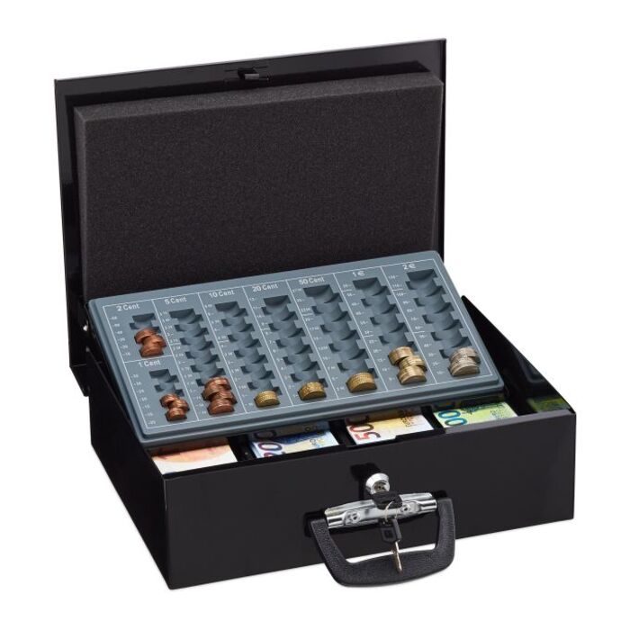 Relaxdays Cash Box with Euro Coin Sorter